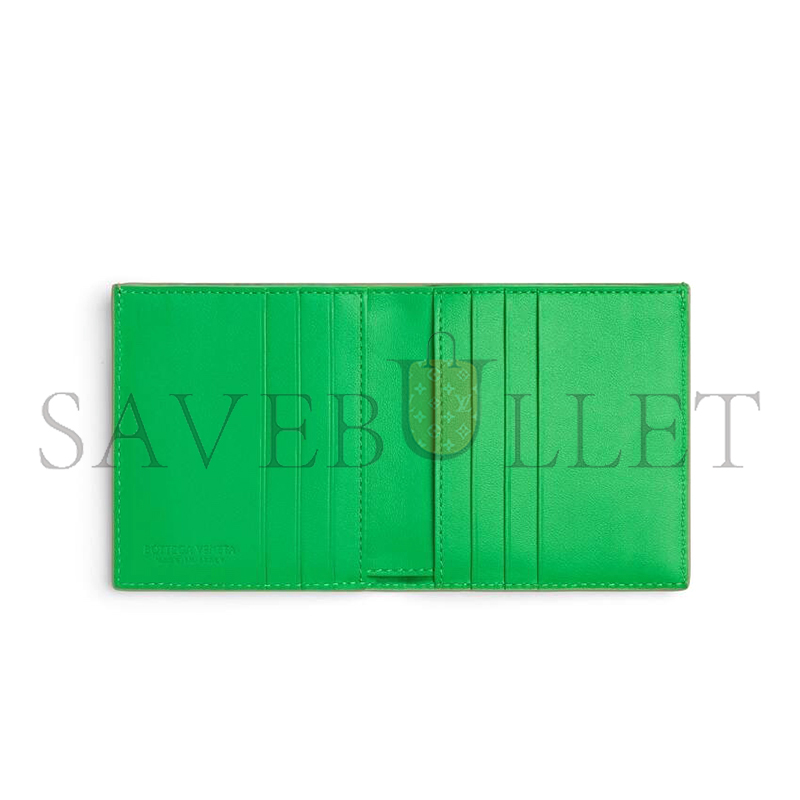 BOTTEGA VENETA INTRECCIATO BI-FOLD WALLET TRAVERTINE PARAKEET 749400 (10*9.5*1cm)